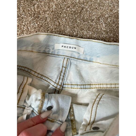 PacSun High Rise straight jeans 5 button up SZ 24" DIY bleached distressed holey - Picture 11 of 11